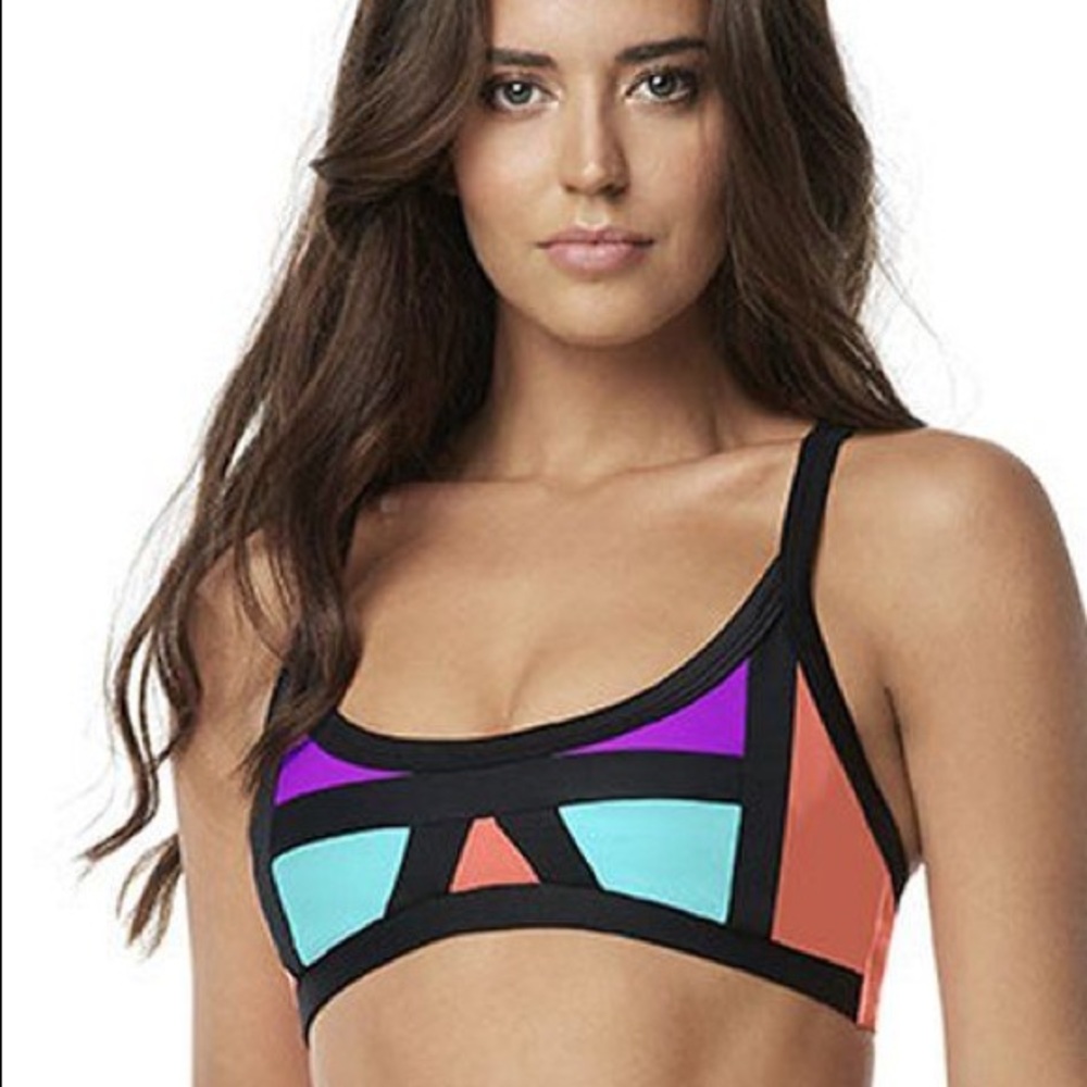Pilyq Coral Block Halter Top